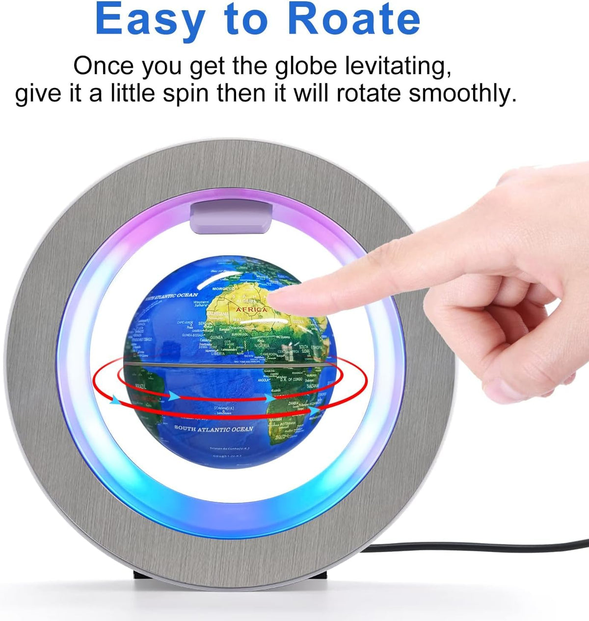 Flagest Magnetic Levitation Floating Globe - Levitating O Shape Globe with LED Lights for Education Home Office Desk Decor - Birthday Holiday Party Gift (4Inches）