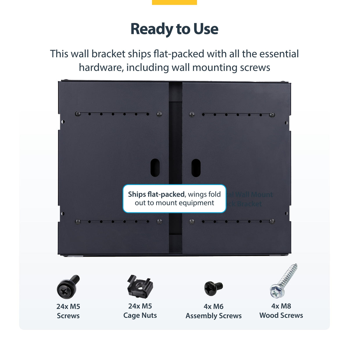 StarTech.com 2-Post 8U Wall Mounted Rack, Adjustable Depth up to 16in, for 19-inch Server/Data/Networking Equipment, Max 88lb