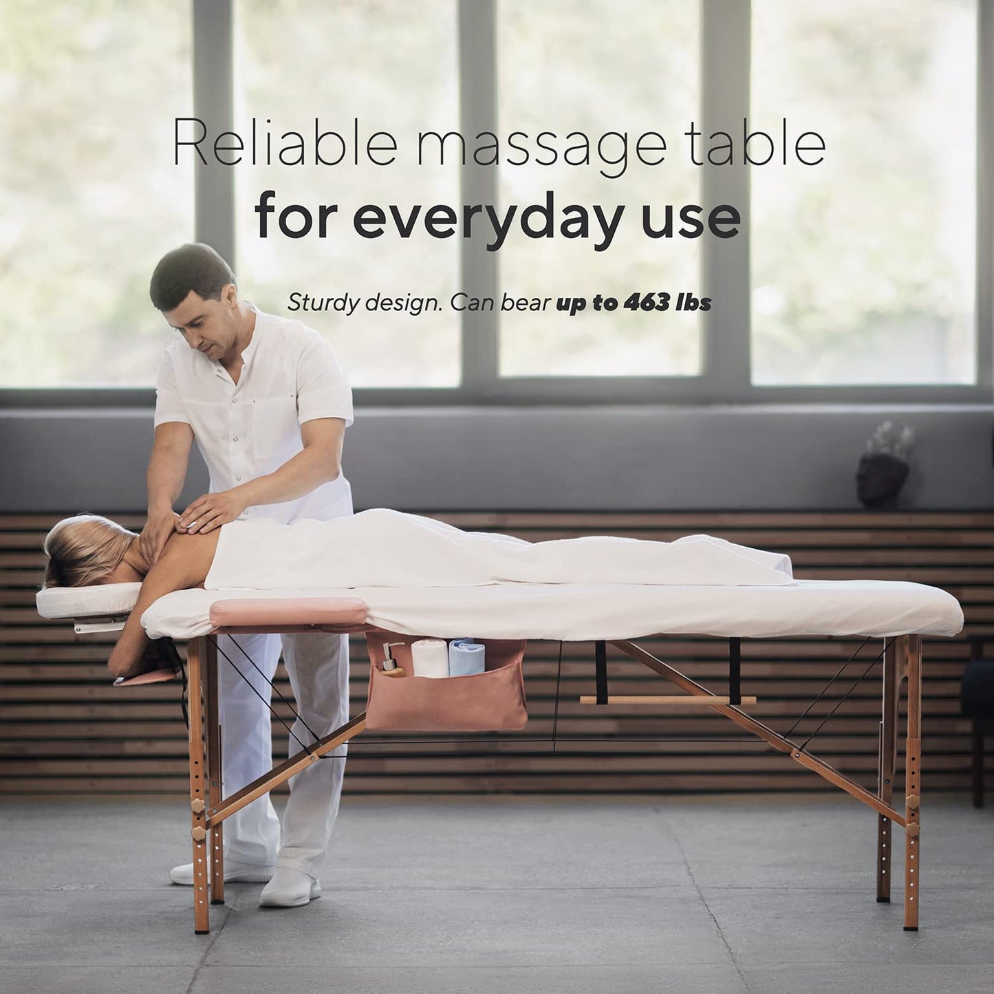 Luxton Home Women’s Premium Memory Foam Massage Table with Custom Breast Holes and Custom Sheets - Rolling Carrying Travel Case - Easy Set Up - Foldable & Portable