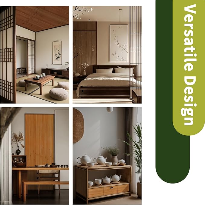 Natural Bamboo Wall Panel 48 x 94.5 Inch, Renewable Pole Wrap Bamboo