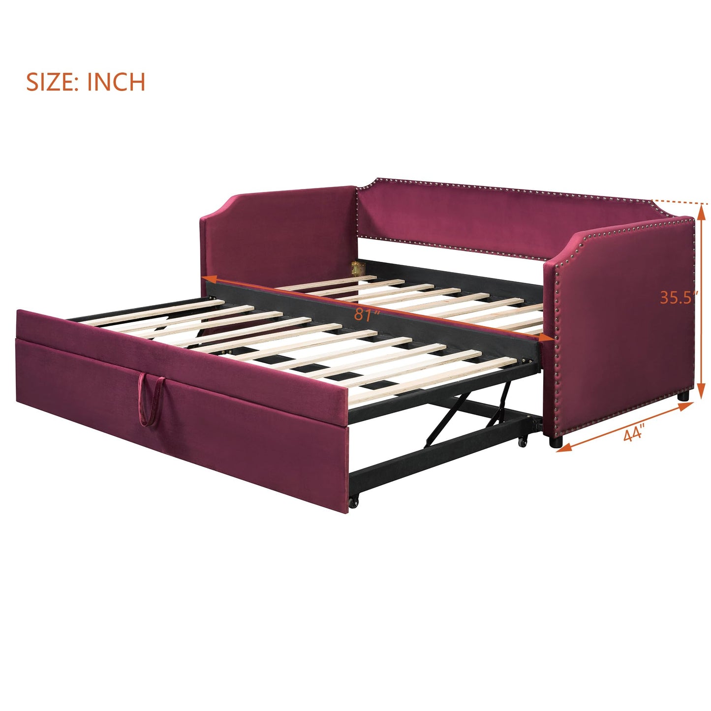 QVUUOU Twin Size Velvet Upholstered Daybed with Pop Up Trundle in Beige, Perfect for Bedrooms and Guest Rooms