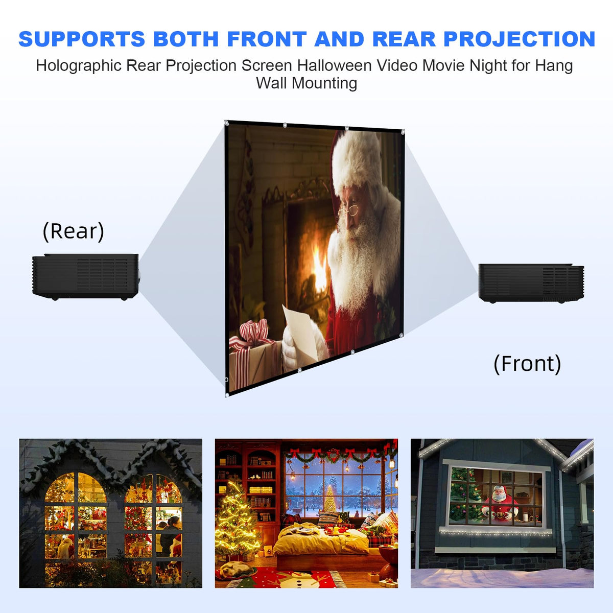 Projector Screen 100 inch,Portable Movie Projector Screen 16:9 HD Indoor Outdoor Double Sided Rear Projection Screen Video for Home, Party, Office, Classroom