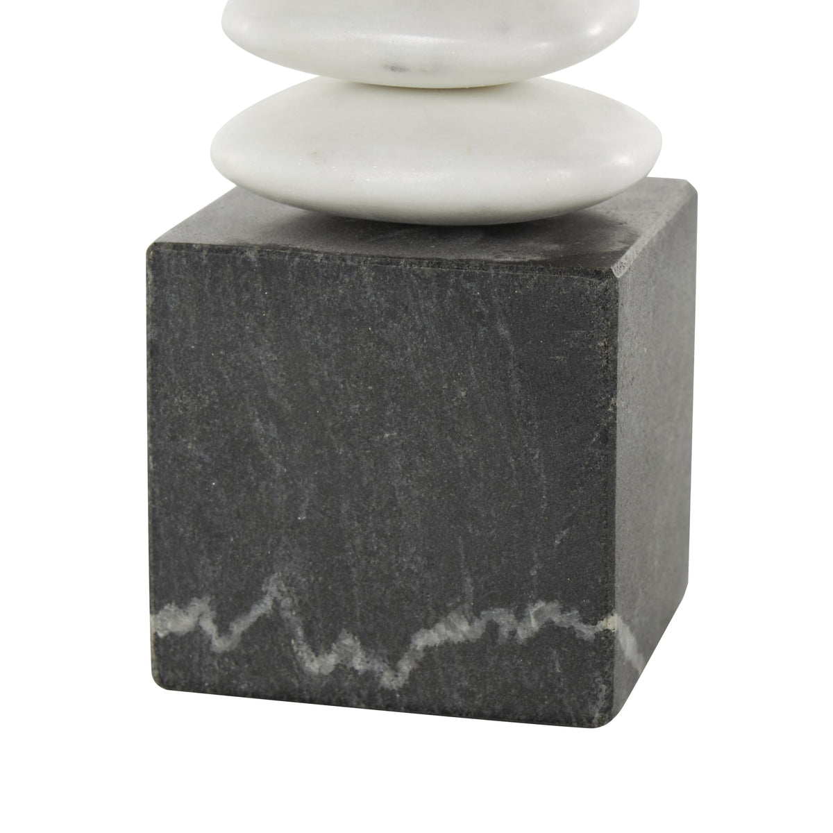 Deco 79 Marble Abstract Decorative Sculpture Stacked Stone Home Decor Statue with Black Block Base, Accent Figurine 3" x 3" x 9", White
