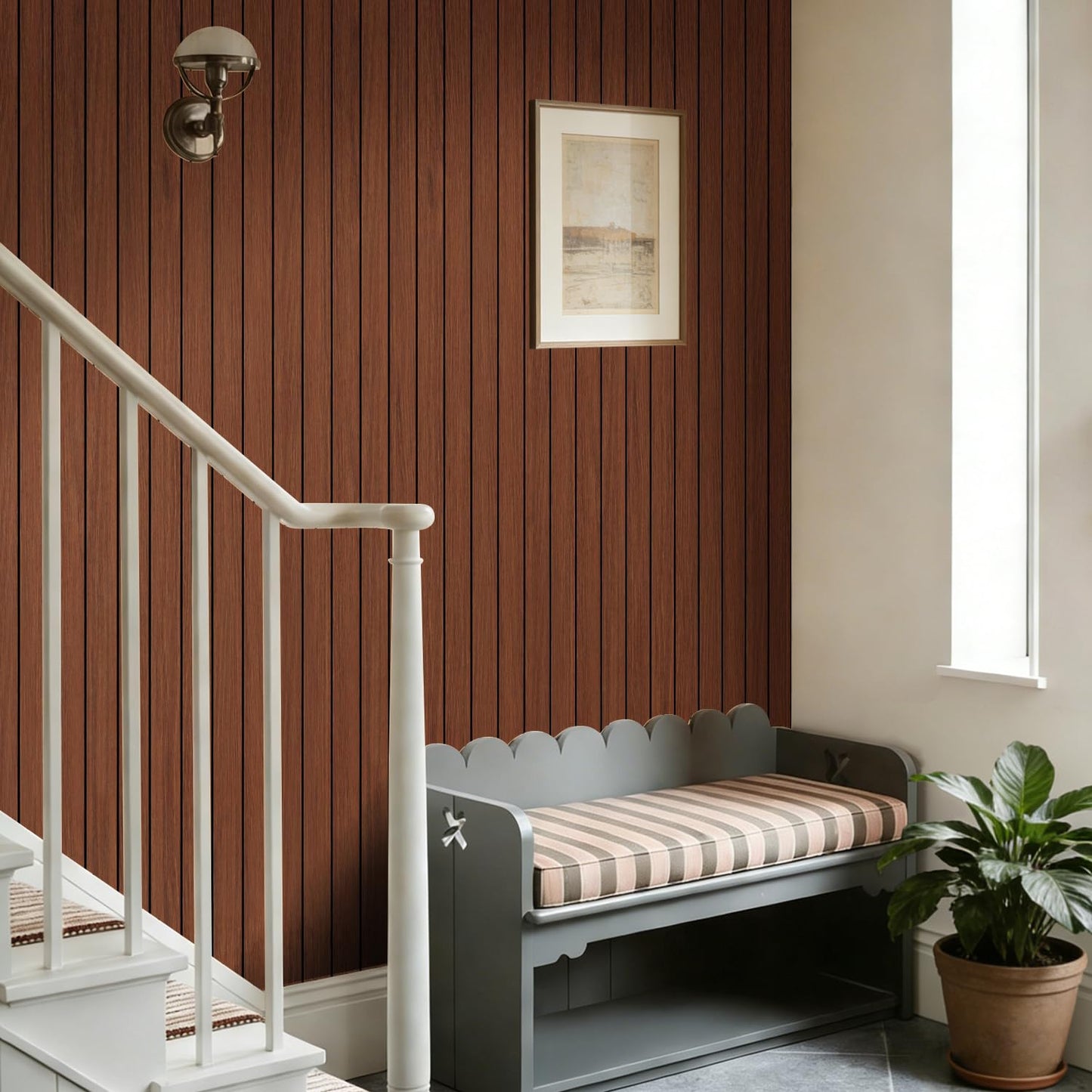 Arthome Peel and Stick Slat Wall Panels 15.7 "x120,Self-Adhesive PVC Wood Grain Wallpaper Panel,3D Thick Faux Soundproof Backsplash Accent Wall Tile for Walls & Furniture (Walnut Coverage 13 Sq.ft)