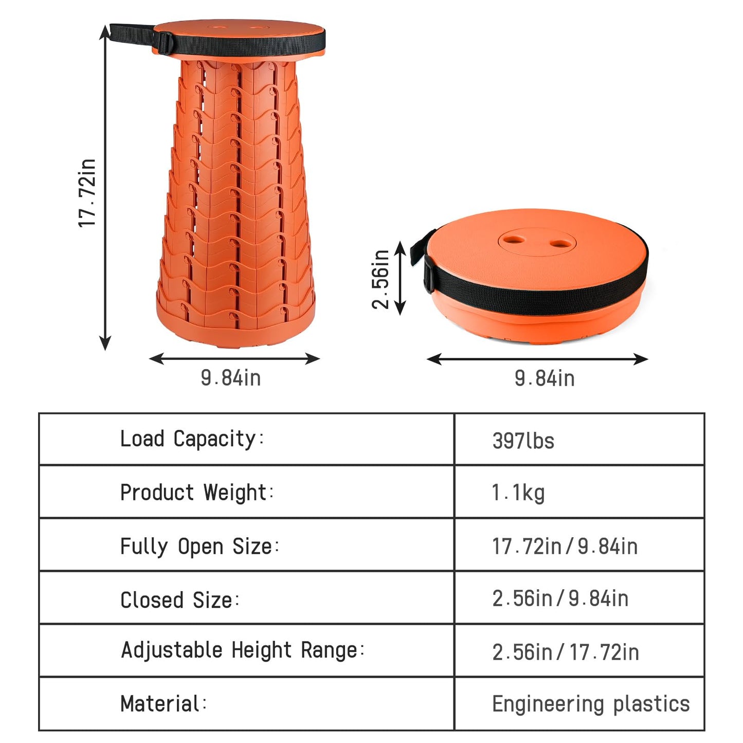 ZTMT Portable & Lightweight Foldable Camping Chair for Adults, Heavy Duty Folding Stool with Adjustable Shoulder Strap, Perfect for Picnic, Beach, Backyard, and Sporting Events, Max Weight 400lbs