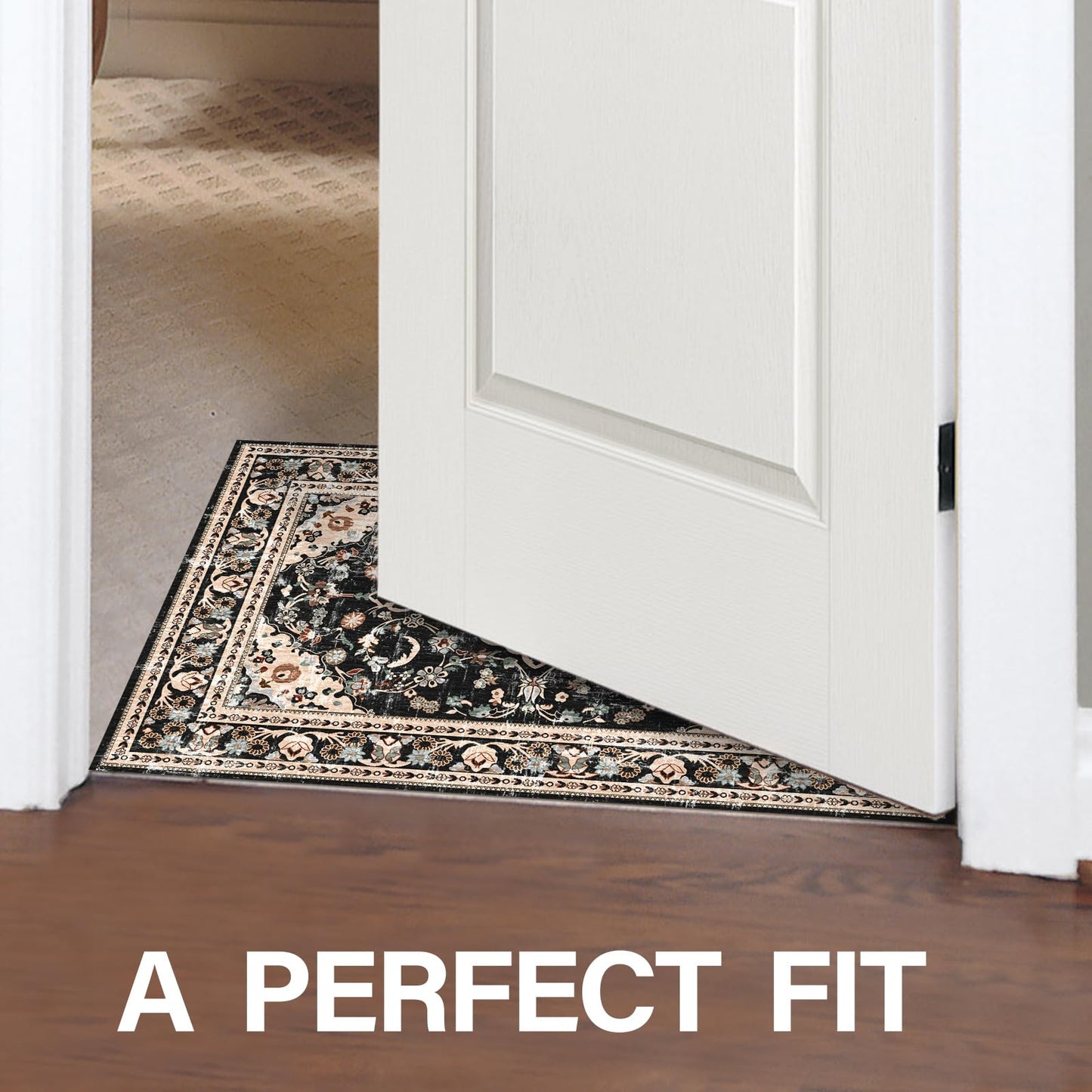 Vhong 2×3 Black and Brown Washable Area Rugs Boho Vintage Modern Neutral Small Carpet Low Pile Doormat High Traffic Rugs for Bathroom Kitchen Entryway Non Slip