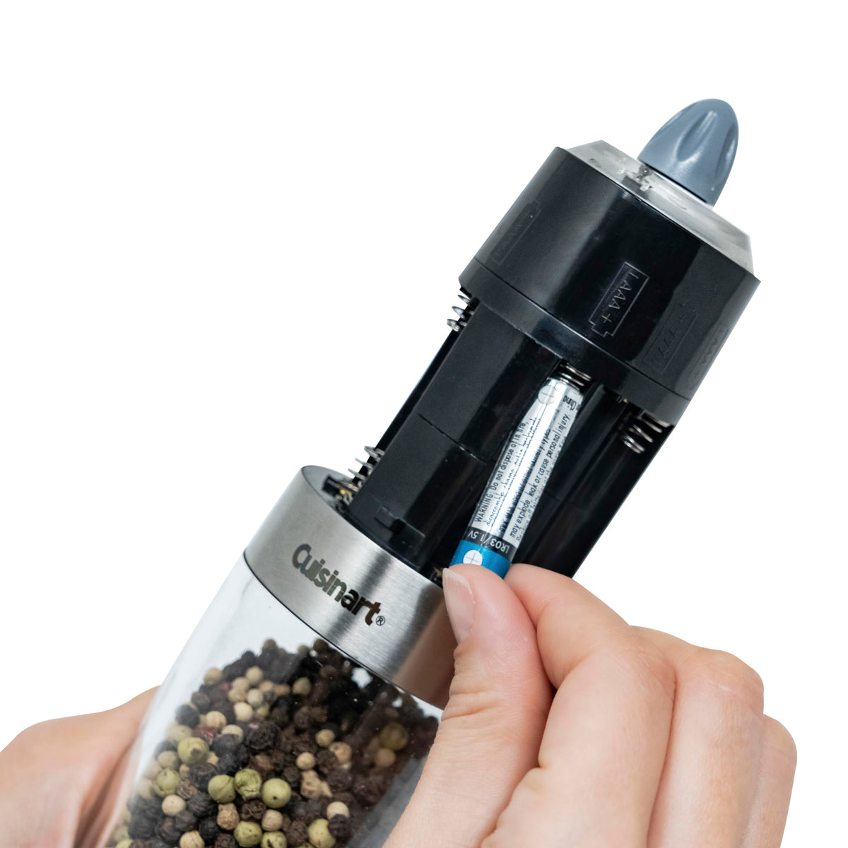 Cuisinart CSS-2424 Gravity Salt and Pepper Spice Mill with Blue LED Light, 2/3 Cup Capacity