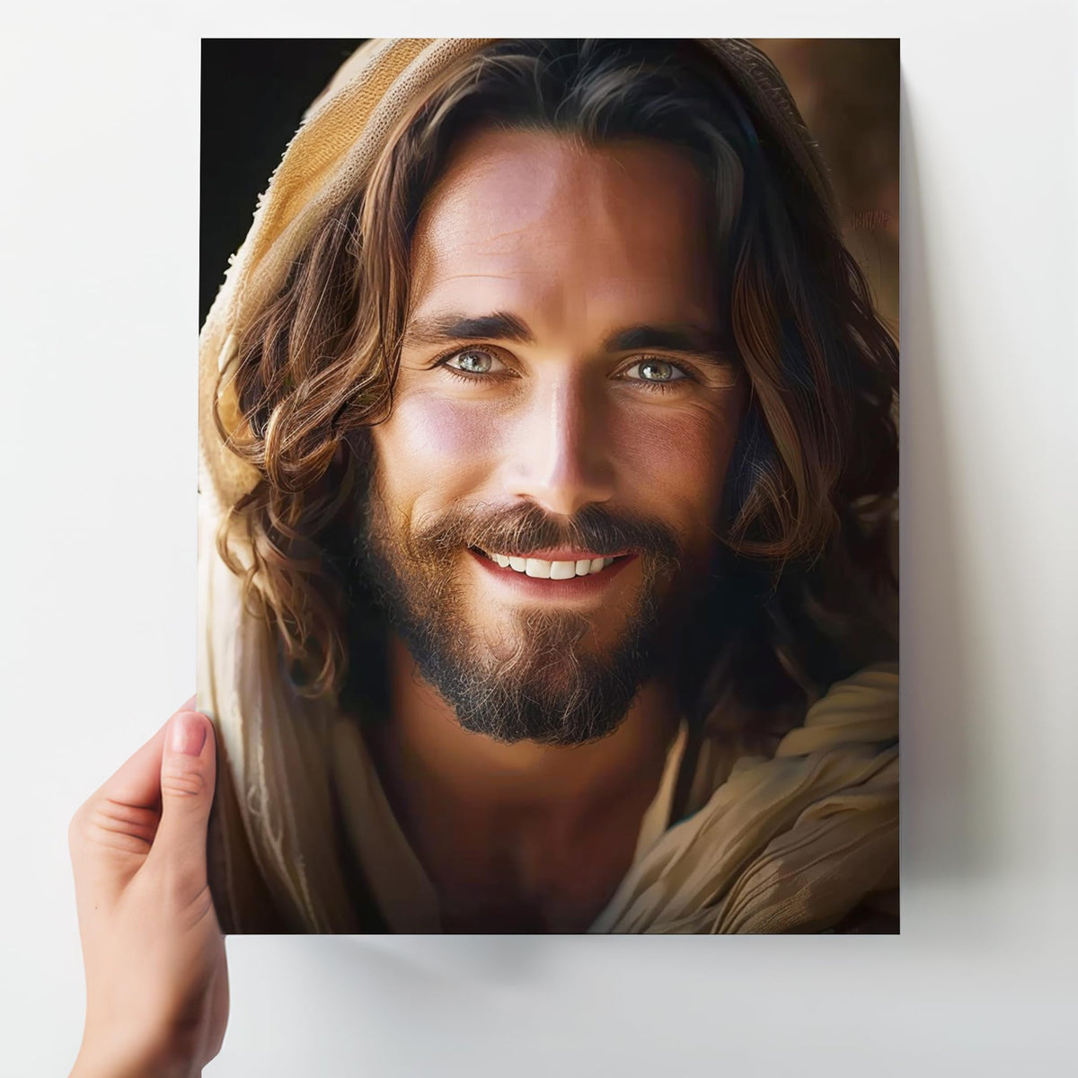 Jesus Portrait Wall Art Print - 11x14 Christian Canvas Art - Inspirational Religious Home Decor - Modern Spiritual Artwork for Living Room Bedroom - Picture of Christ - Premium Quality - Unframed