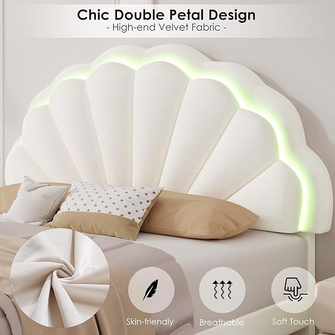 HIFIT Queen Upholstered Smart LED Bed Frame