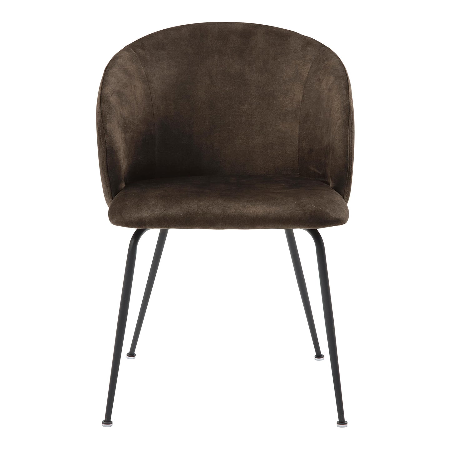 Lexicon Dining Chairs Set of 2, Modern Kitchen & Dining Room Chairs, Velvet Upholstered Cushion Seat, Round Back, Armless, Sturdy Black Metal Legs, Easy Assemble, Brown