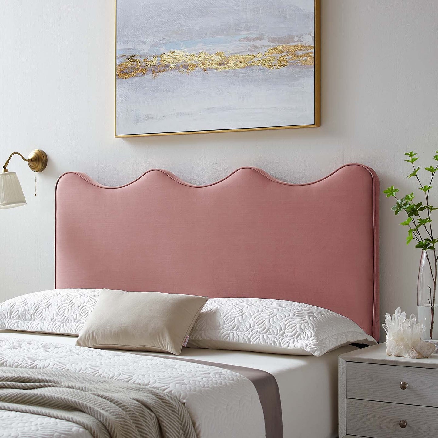 Modway Athena Performance Velvet King/California King Headboard in Dusty Rose