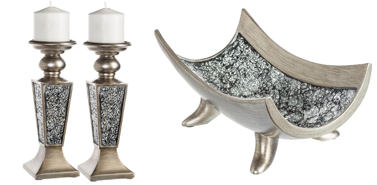 Creative Scents Schonwerk Silver Centerpiece Bowl - Coffee Table Decor - Centerpiece Table Decorations for Dining Room Living Room or Entry Table - Decorative Bowl - Best Wedding/Birthday Gift