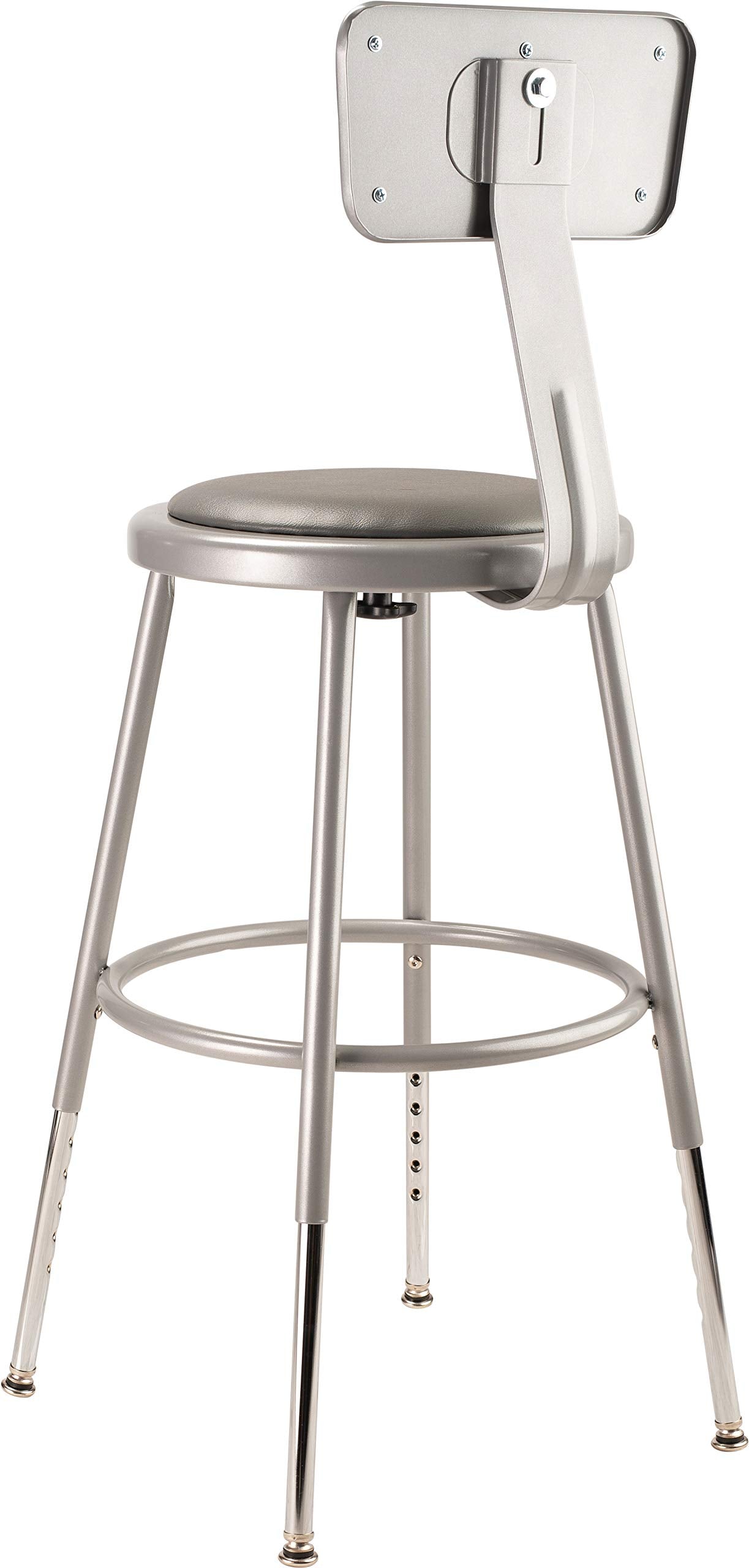 (5 Pack) NPS® 19"-27" Height Adjustable Heavy Duty Vinyl Padded Steel Stool with Backrest, Grey