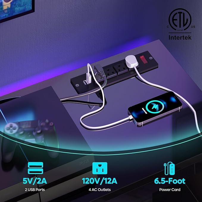 Bestier LED TV Stand for 55/60/65 Inch TV, Modern Gaming TV Console