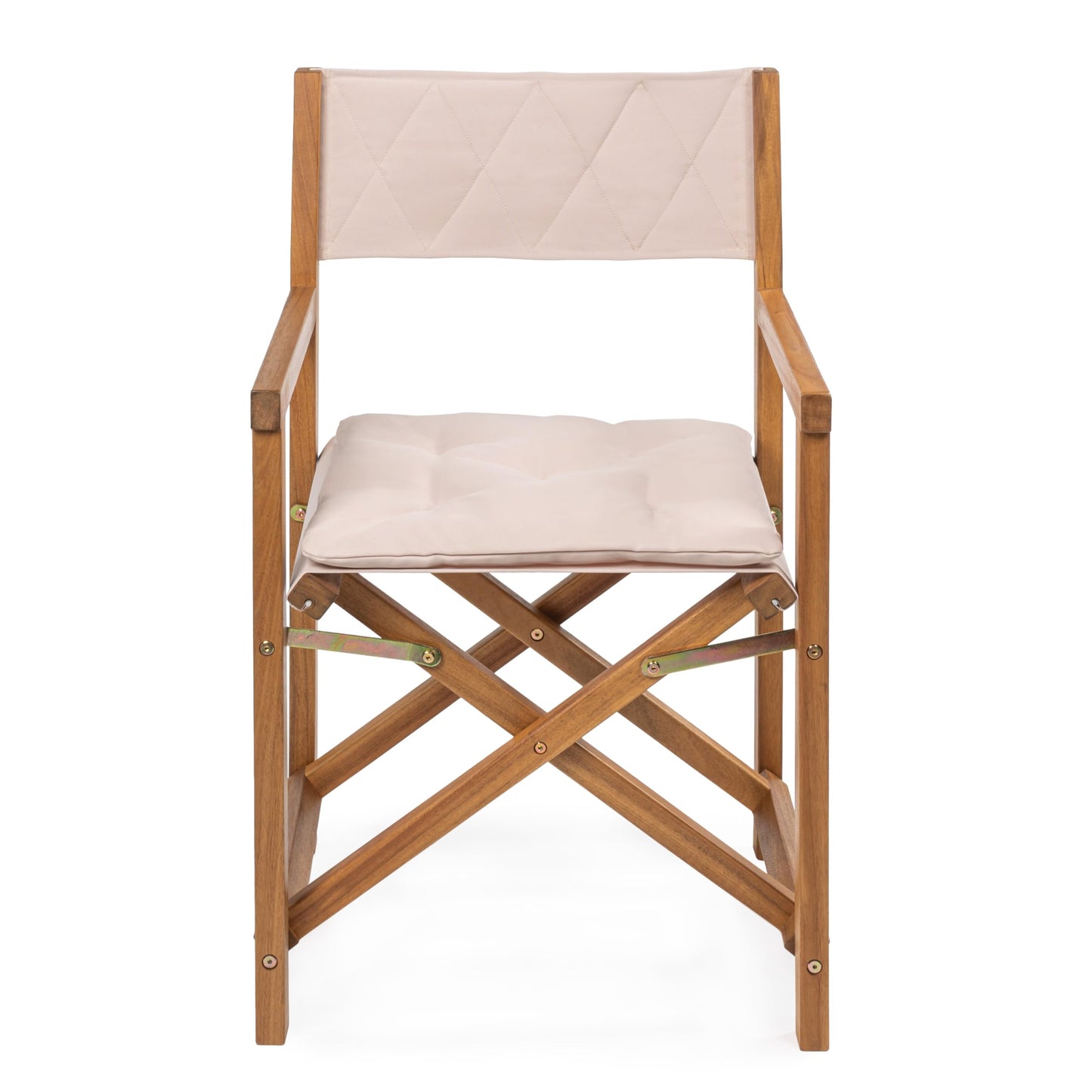 JONATHAN Y Waldo Acacia Wood Outdoor Director Chair Set of 2 for Patio & Balcony, Foldable Coastal Armchair with Beige Diamond-Quilted Cushions, Teak Brown DRC1002A-SET2
