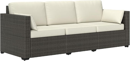Outsunny Patio Couch PE Wicker Deep Seating Outdoor Sofa