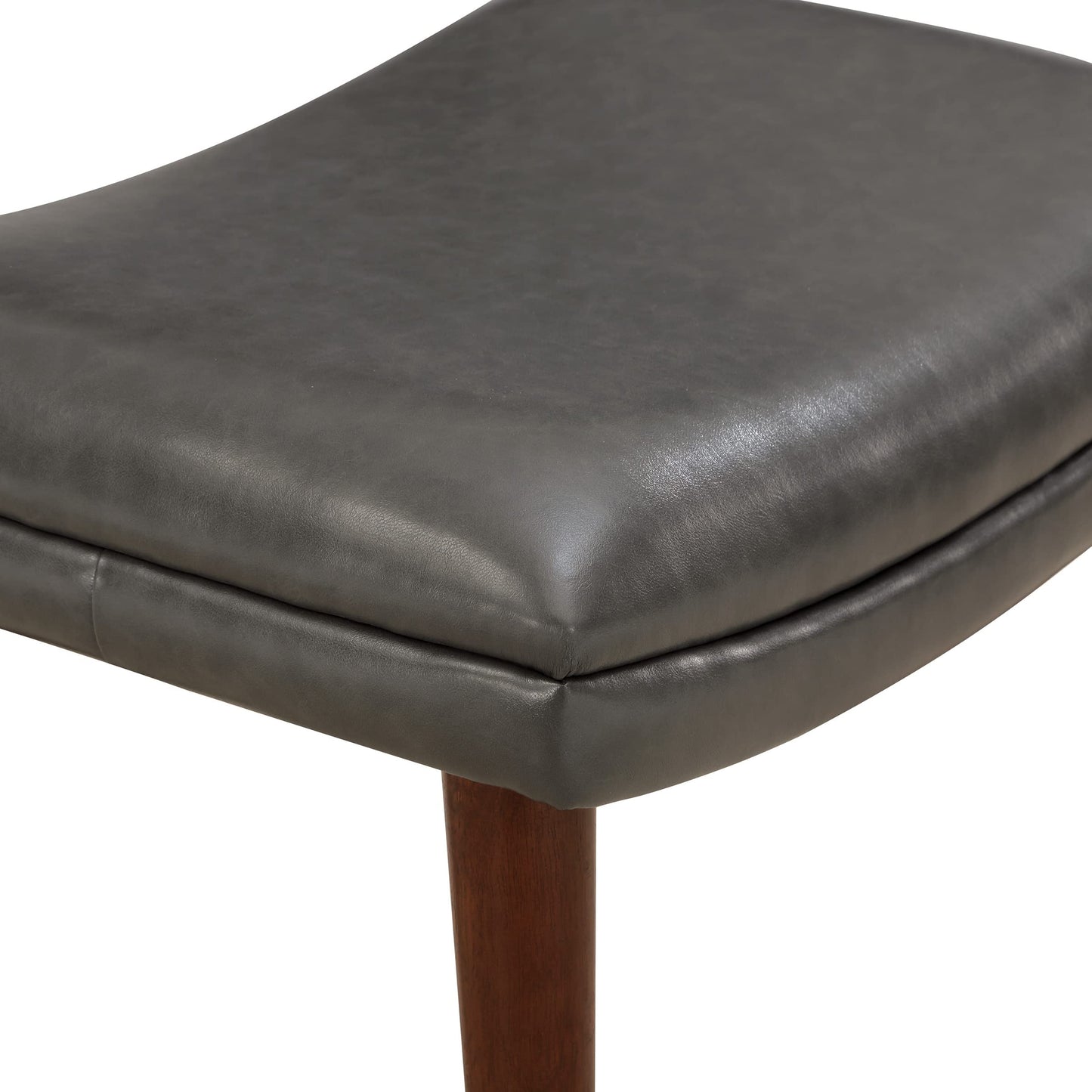 OSP Home Furnishings Waneta High Back Chair and Ottoman with Medium Espresso Legs, Pewter Faux Leather