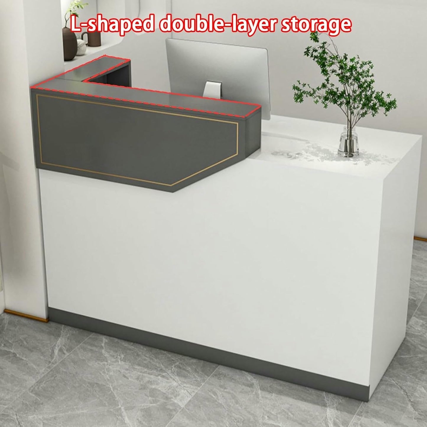 WRTYHGVGT Reception Desk, Front Counter, Reception Counter Desk, L Shaped Retail Checkout Counter with Lockable Drawers, for Lobby Hotel Beauty Salon(Natural,100cm/39.3in)