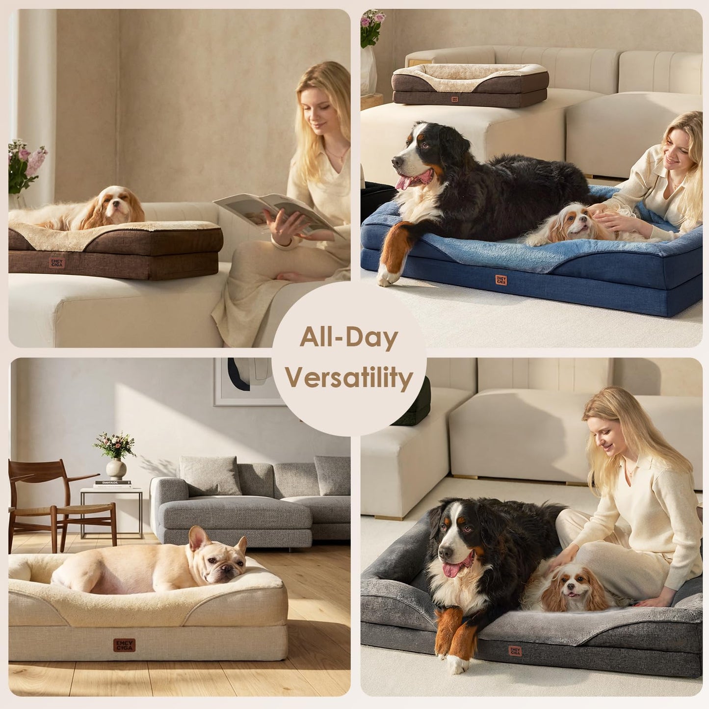 EHEYCIGA Orthopedic Dog Bed for Medium Dog, 30x20 Inch Memory Foam Dog Couch Bed with Sides, Waterproof Liner & Washable Removable Cover, Bolster Pet Sofa, Dark Green