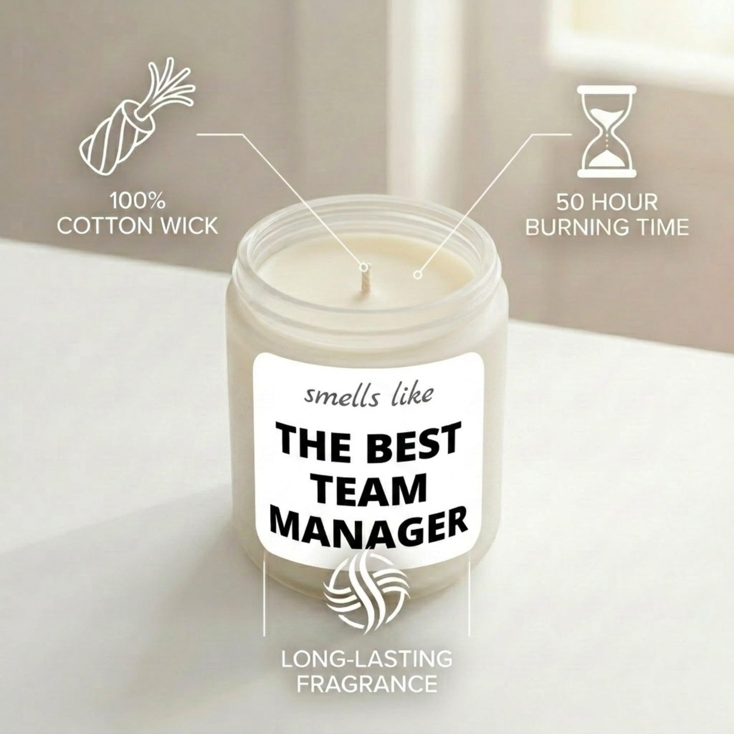Wehnniee 9 oz Scented Candle, Best Team Manager, Boss Gifts for Women, Men - Funny Office Appreciation Thank You Gift Ideas for Boss Lady, Mentor, Supervisor - Going Away, Farewell Gifts for Coworkers