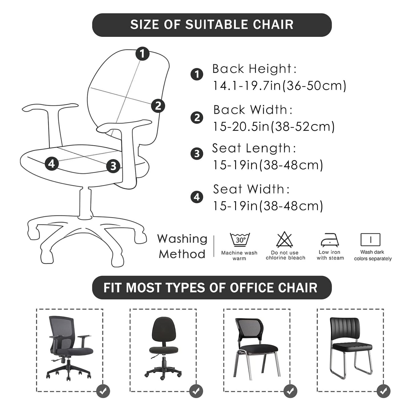FORCHEER Desk Chair Cover Stretch Boho Office Chair Covers Two Piece for Split Office Chairs Stretchable