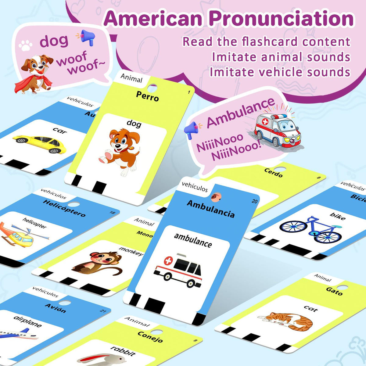 Spanish and English Talking Flash Cards for Toddlers 1 2 3 4 5 6 Year Olds, 420 Sight Words, Montessori Learning Toys, Pocket Speech Therapy Toys, Sensory Preschool Educational Birthday Gift