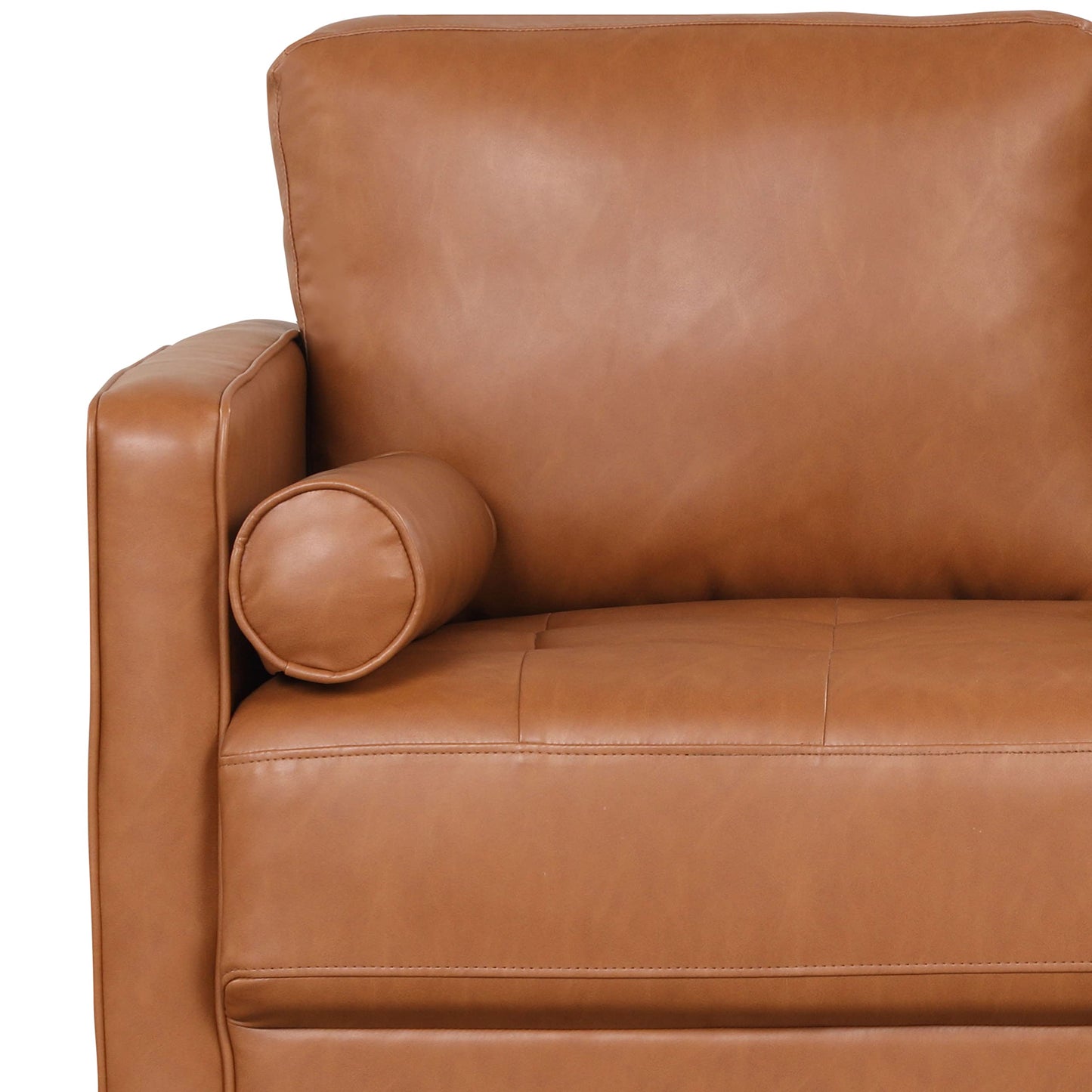 Studio Living® Lexington 75.6" Sofa, Mid-Century Modern, Pocket Coil Comfort, Easy Assembly, Vegan Leather, Carmel