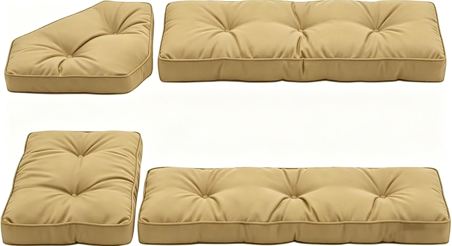 CTLAMK Breakfast Nook Cushions Set of 4, Waterproof Oxford Fabric Kitchen Nooks Cushions, Soft Polyester Filling Cozy Supportive Nooks Cushion, Breakfast Nook Cushion Cozy Dining Area Seating,Khaki