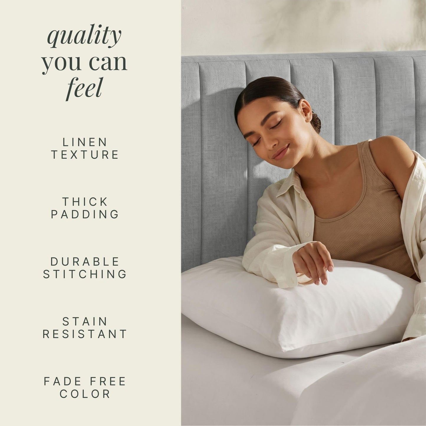 Hearth & Harbor Upholstered Queen Headboard - Easy Assemble Channel Stitched Headboard Queen Size - Wall Mounted Headboards with 3D Soundproof Wall Panels Peel & Stick Floating Headboards, Silver