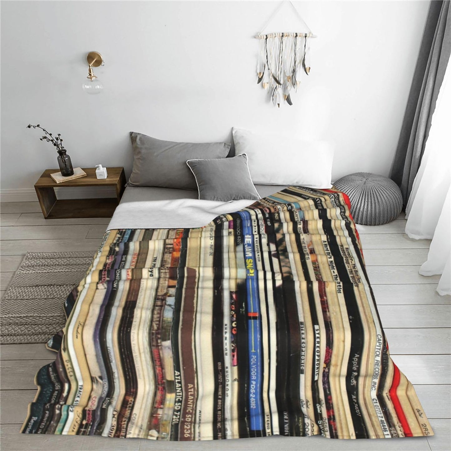 Classic Rock Vinyl Records Throw Blanket 50"X40" Lightweight Flannel Throws Blankets for Couch Bed Sofa Living Room Bedroom Home Decor,Soft Cozy Fluffy Fuzzy Plush Blanket for All Season