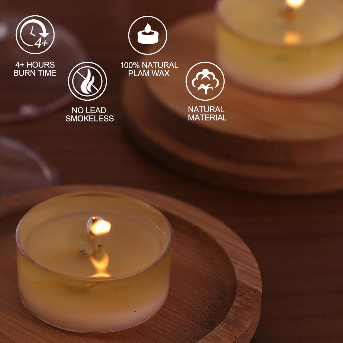16Pcs Vanilla Scented Tealight Candles, Palm Wax White Tea Lights, 4h Long Burning Tea Light Candles with Dried Flowers for Holiday, Wedding, Spa, and Home Decoration