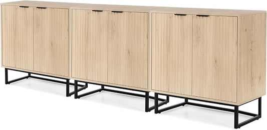 EYYTHUNG Fluted Storage Cabinet Set of 3, Sideboard Buffet Cabinet Modern