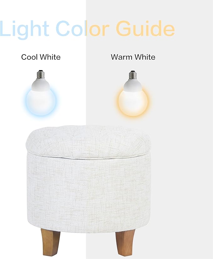 Homepop Home Decor | Upholstered Round Tufted Foot Rest Ottoman | Ottoman