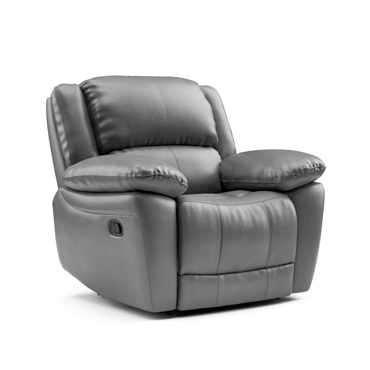 Furniture of America Sorin Modern Leather Recliner Chair with Pillow Armrests and High Density Foam, Reclining Sofa, Comfortable Couch for Living Room, Office, FSC Certified, Dark Gray