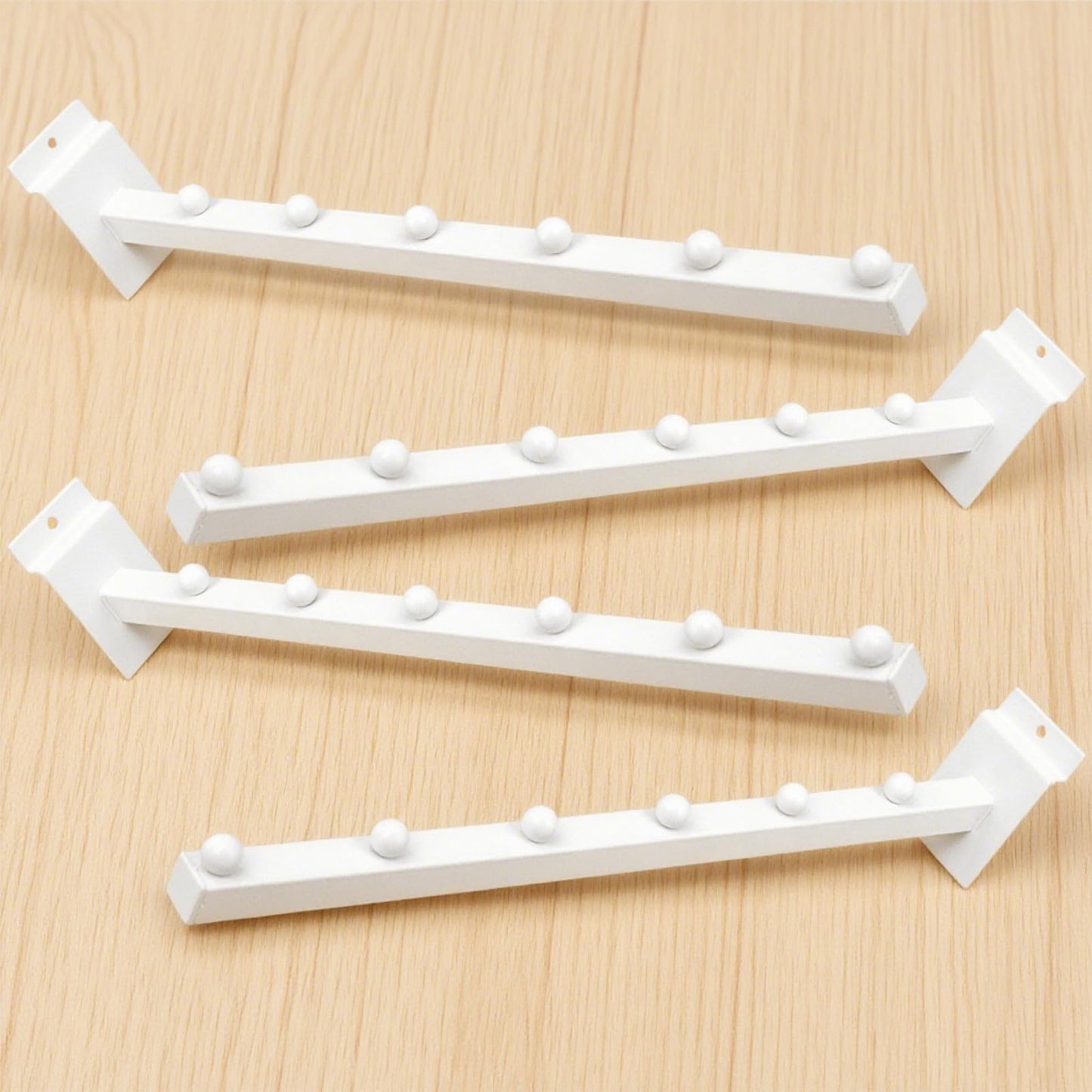 LECEHIVO 14 Pcs 15.7 Inch 6 Ball Waterfall Slatwall Hooks Metal Slat Wall Hanging Board Accessories Heavy Duty Pegs Panel Display for Clothing Retail Shop Garage (White)