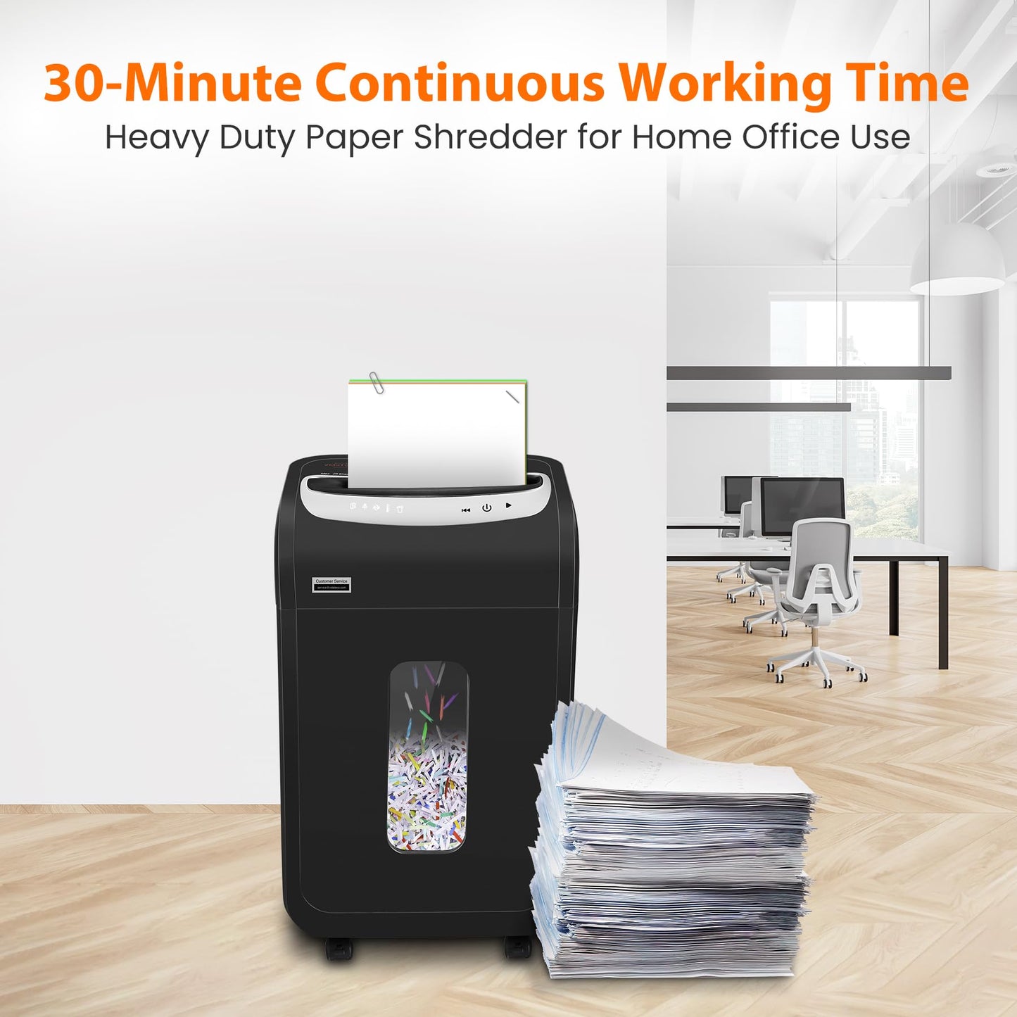 VidaTeco 25-Sheet Heavy Duty Paper Shredder for Office, 40-Minute Continuous Run P-4 Cross Cut Commercial Grade Shredder, Auto-Reverse Anti-Jam, Shreds Staple/CD/Credit/Card, 7.9-Gallon Basket, ETL