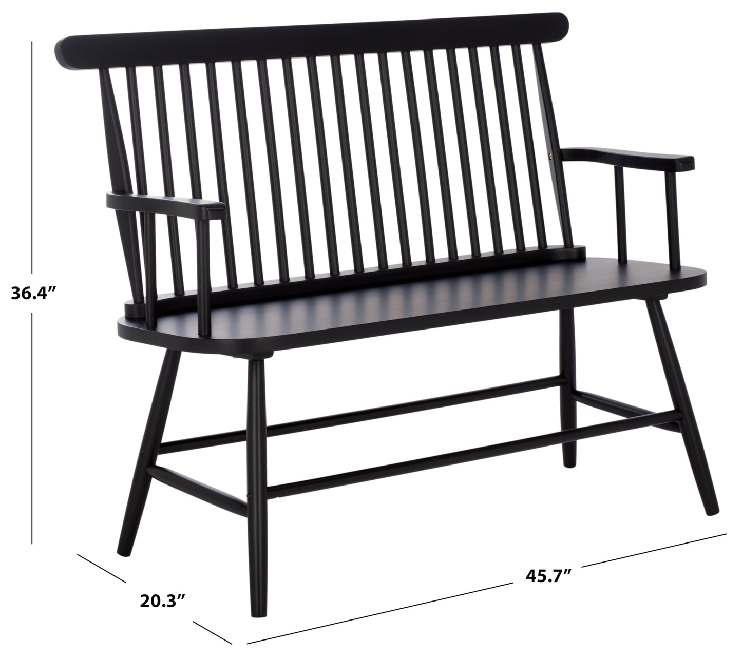 SAFAVIEH Home Collection - Eton Black Solid Wood Bench, Farmhouse Spindle Back Indoor Seating for Entryway or Dining (BCH3300D)