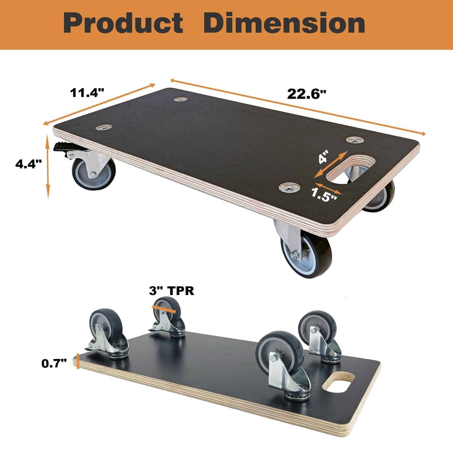 DrTakepeak Anti-Slip Plywood Platform Dolly 2 Swivel + 2 Brake Caster Wooden Cart 550 Lbs Capacity (2 Packs per Set) Furniture Transporter Widely Use for Moving Heavy Furnitures,Goods, Green Plants