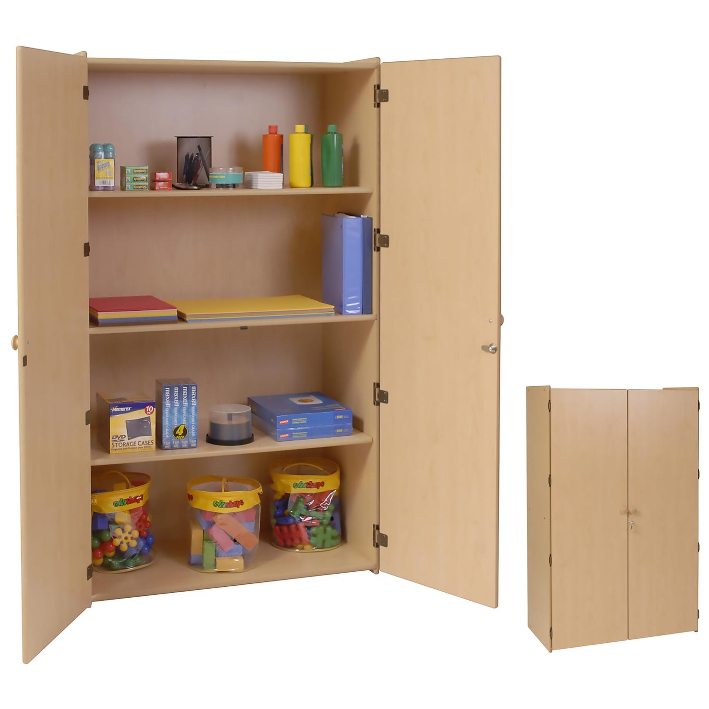 Angeles Value Line Storage Cabinet, 36" L x 63" H, Nursery Furniture, Playroom Organization and Storage for Classroom, Montessori School, Natural