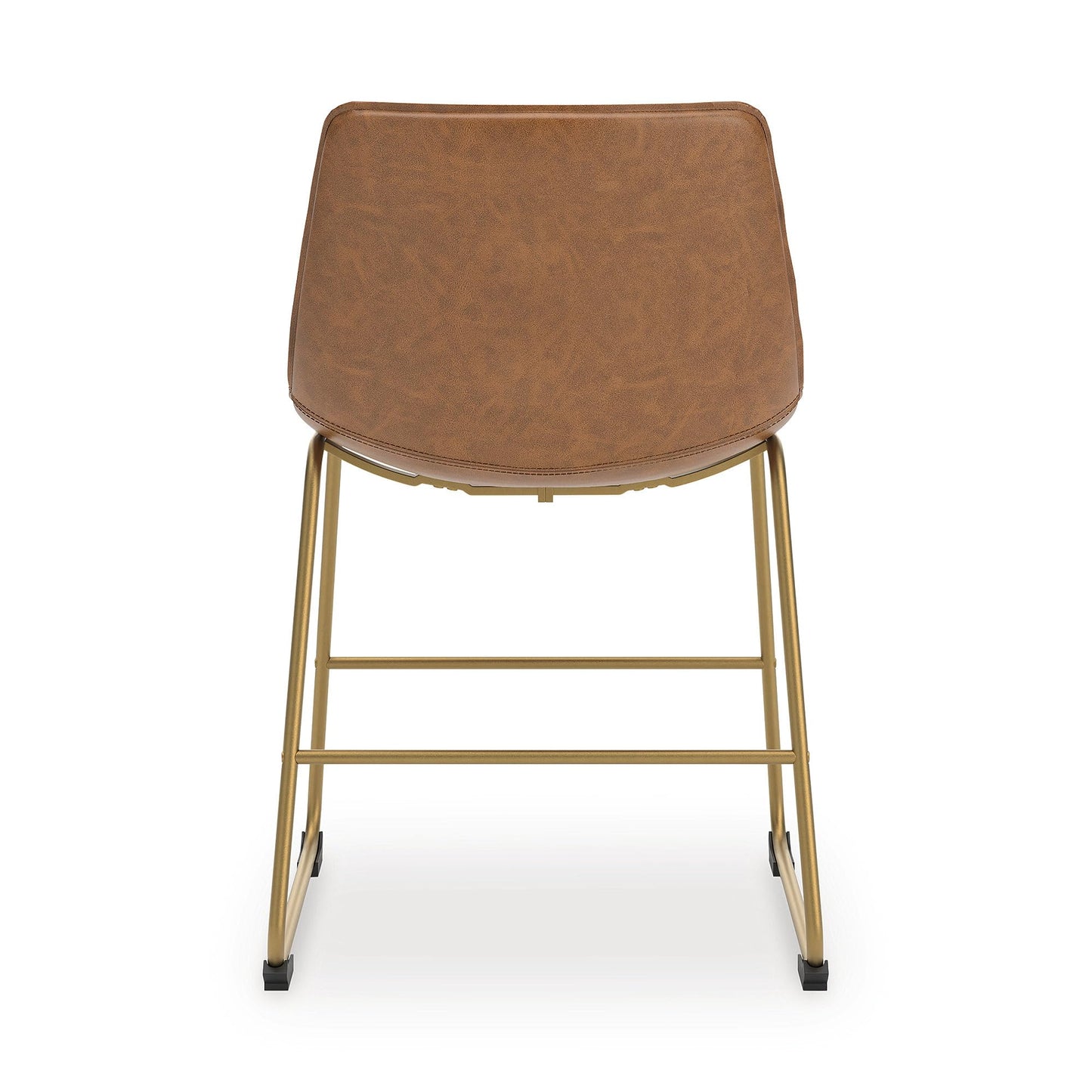 Signature Design by Ashley Lexadine Dining Chairs Set of 2, Mid Century Modern Bucket Seat, Faux Leather Upholstery with Gold Legs, Casual Seating for Kitchen and Dining Rooms, Light Brown