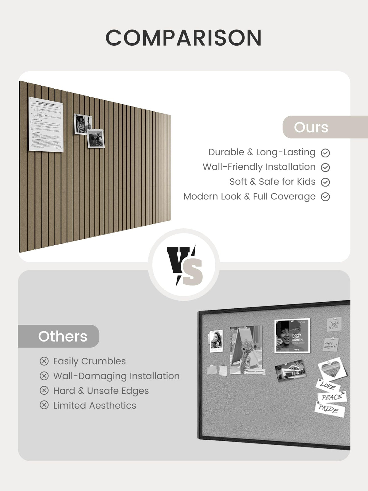 Bumusty Large Cork Board Alternative-48 x 36" Felt Bulletin Board Tiles, with 30 Pushpins, 70 Adhesive Tabs, Fine-Stripe 12-Pack, Cork Boards for Office Push Pin Board Felt Board-Earth Brown