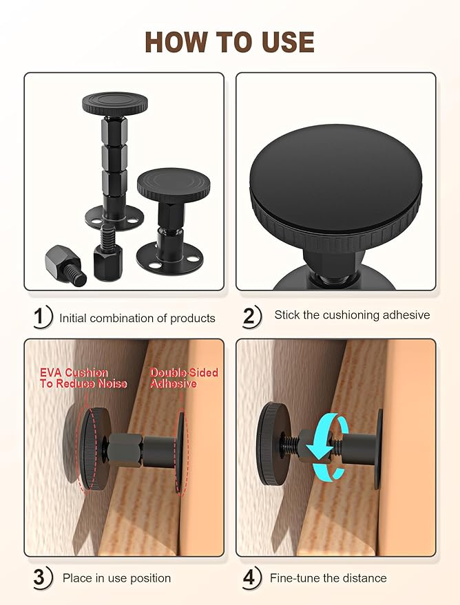2PCS Adjustable Threaded Bed Frame Anti-Shake Tool, Upgraded Headboard stoppers