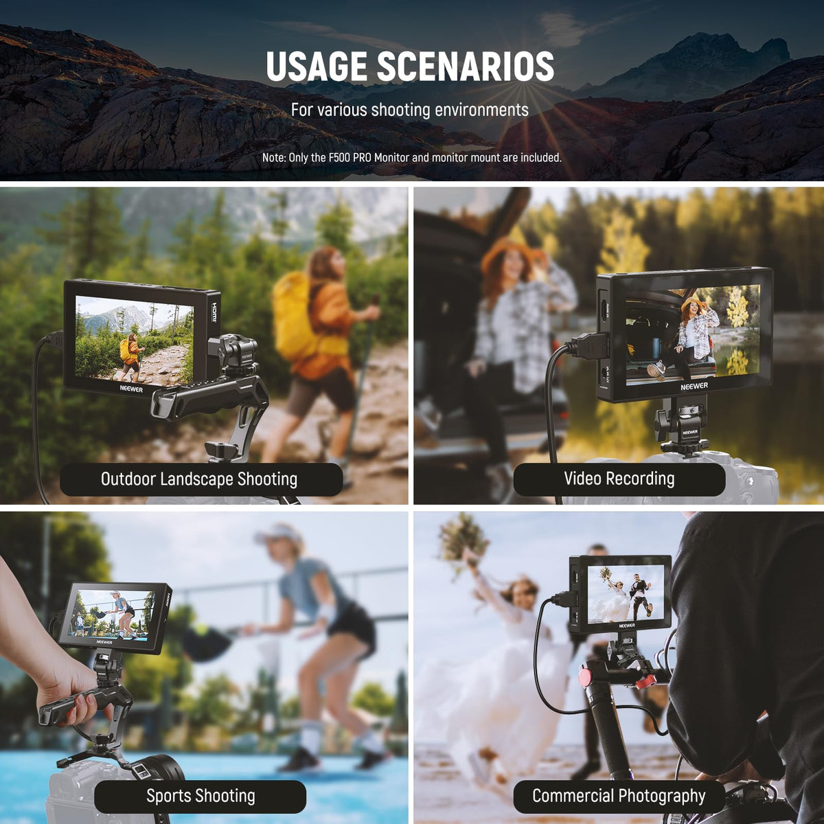 NEEWER 5.5" Camera Field Monitor, 2000nit HD 1920x1080 IPS Touch Screen, 4K HDMI Loop in/Out with 3D LUT Peak Focus DSLR Video Assist HDR Waveform, 5200mAh F750 Battery, DC7-24V/Type C 5V In, F500 PRO