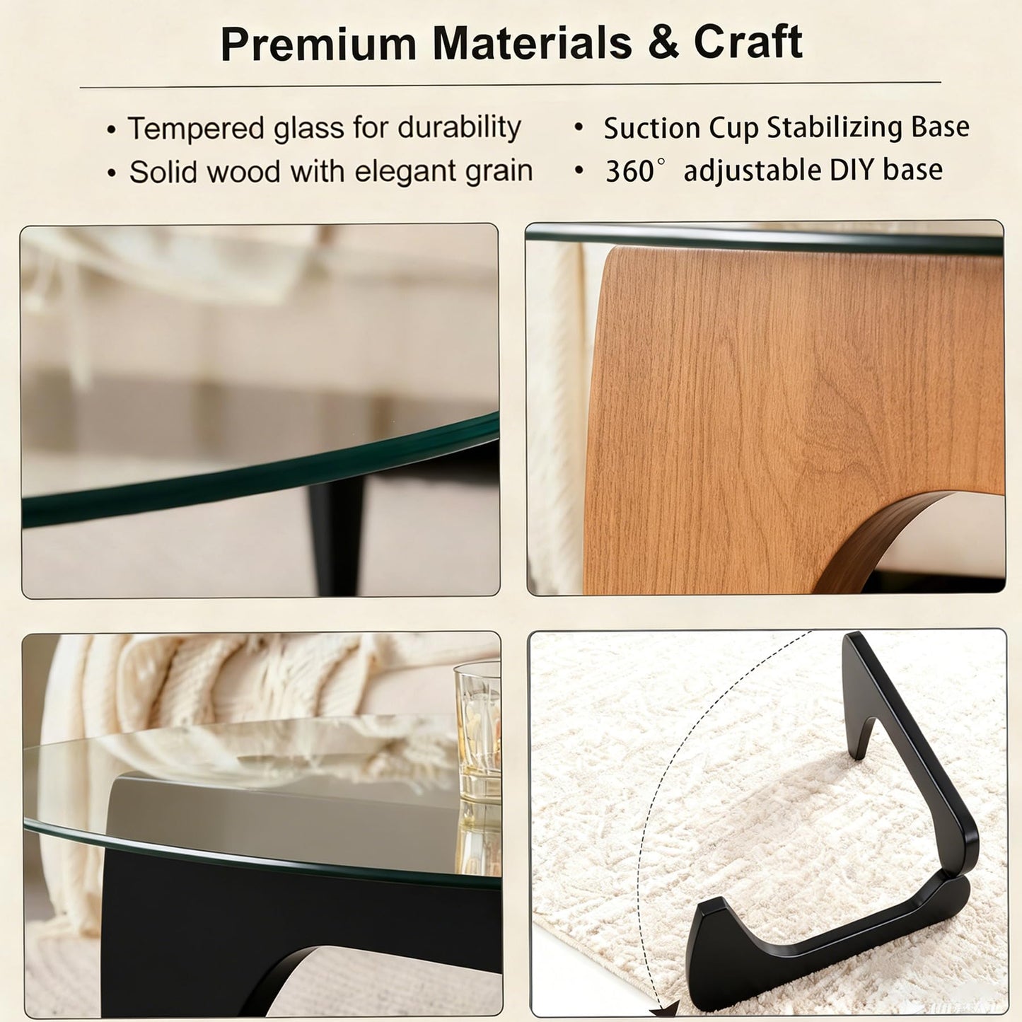 Modern Coffee Table for Living Room, 35.8" Minimalist Black Center Table with Triangle Tempered Glass & Sturdy Solid Legs, Unique Tea Tables, Cheap