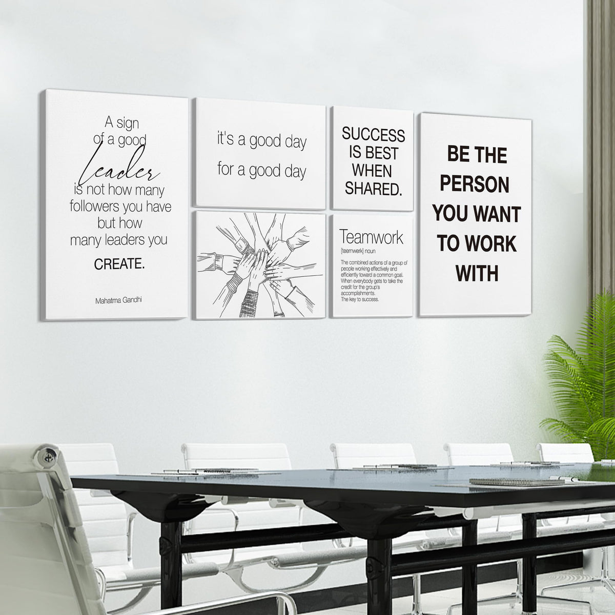 Teamwork Wall Art for Office Motivational Team Office Artwork for Wall Decor Inspirational Modern Posters Set of 6 Framed Leadership Canvas, Team Gifts