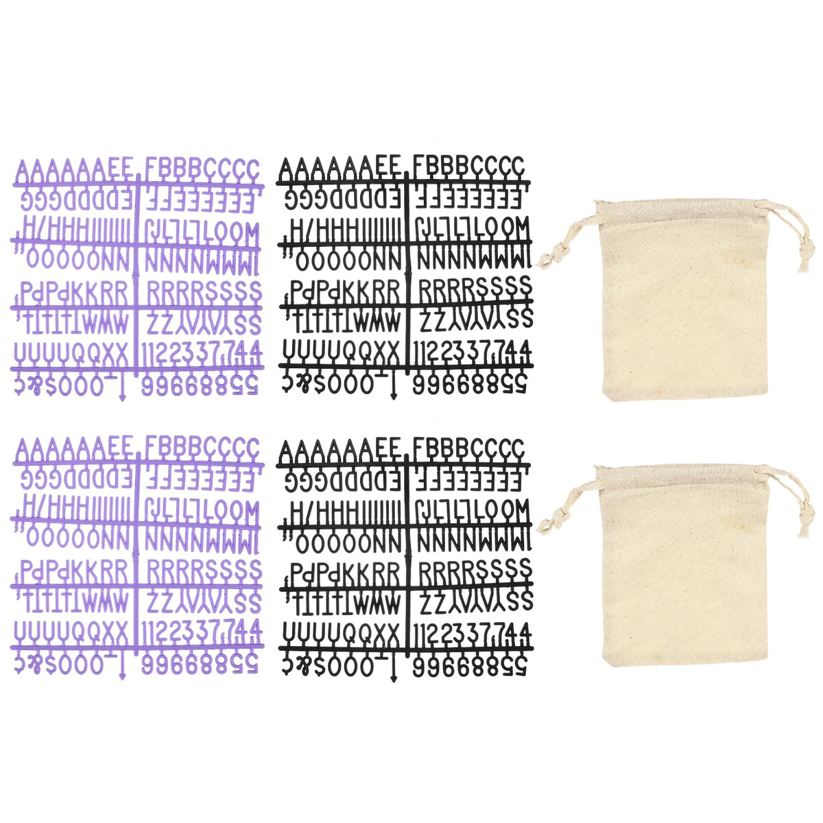 PATIKIL 588 Piece Plastic Letters Set for Felt Letter Board, Black/Purple Alphabet Message Board Accessories Including Letter Numbers with Restraint Strap for Cafe, Wedding, Birthday