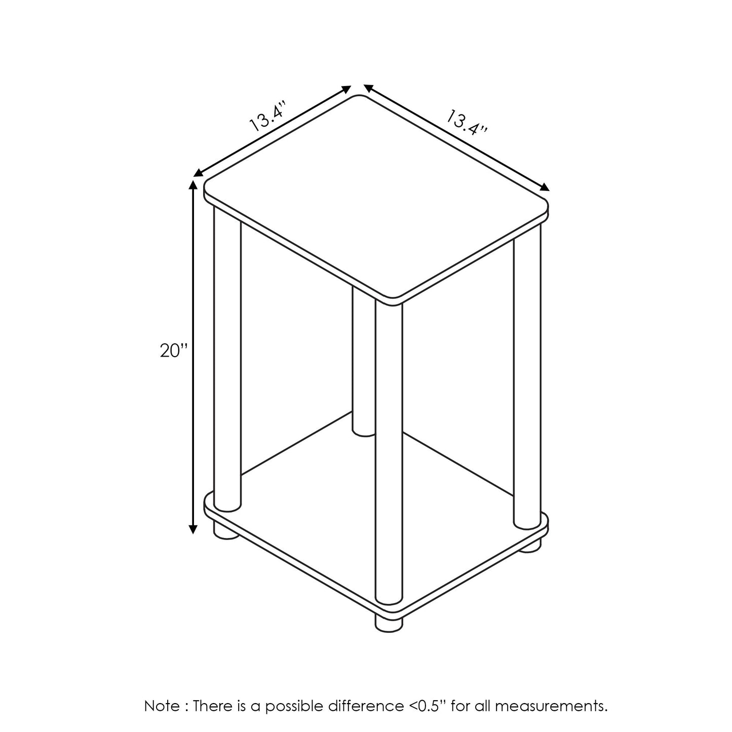 FURINNO Turn-N-Tube Haydn End Table, 1-Pack, Cream Faux Marble/White