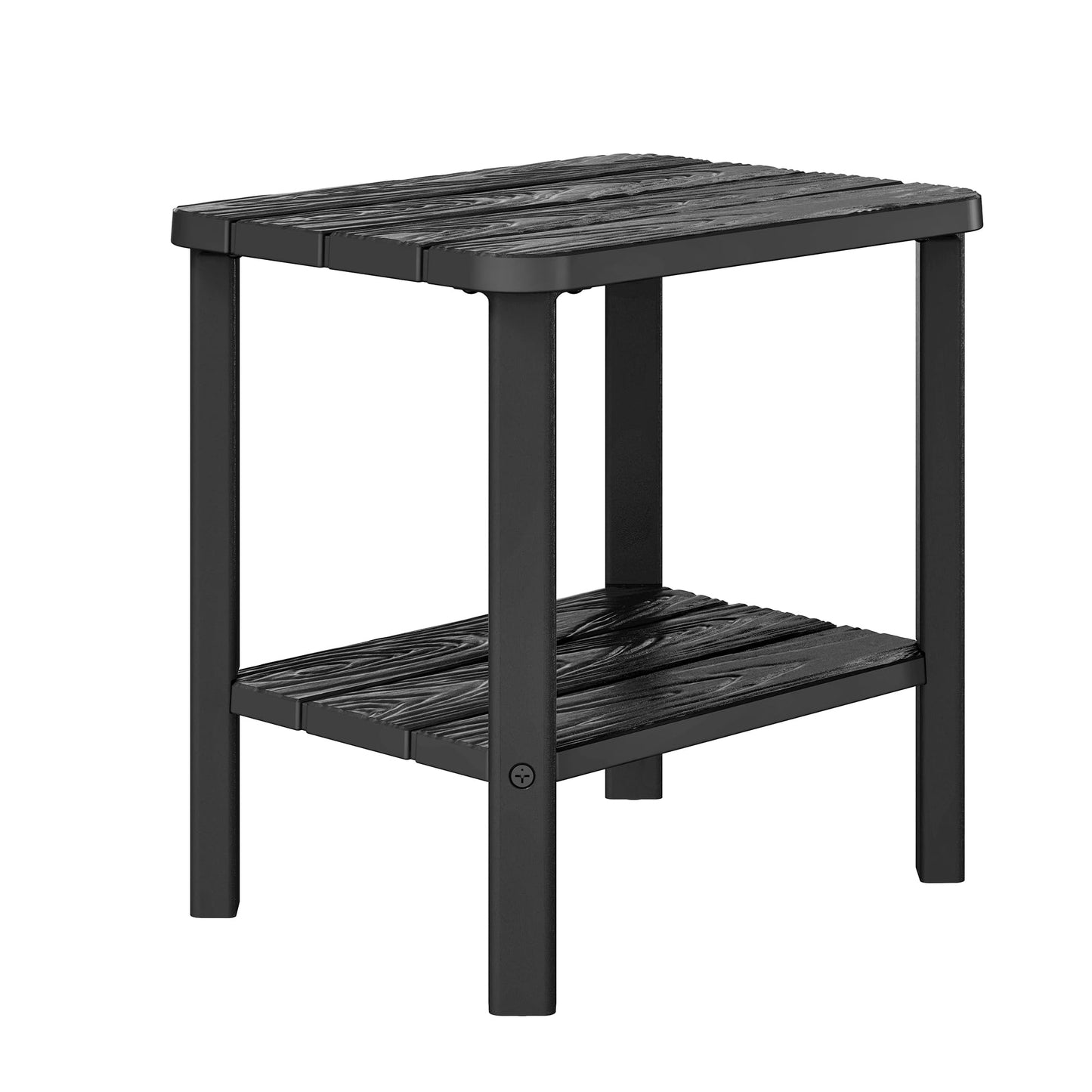 KAMABOKO Outdoor Side Table for Patio, 2-Tier Adirondack End Table 16" HDPE Waterproof Square Storage All-Weather Table for Lawn, Pullside, Beach and Indoor