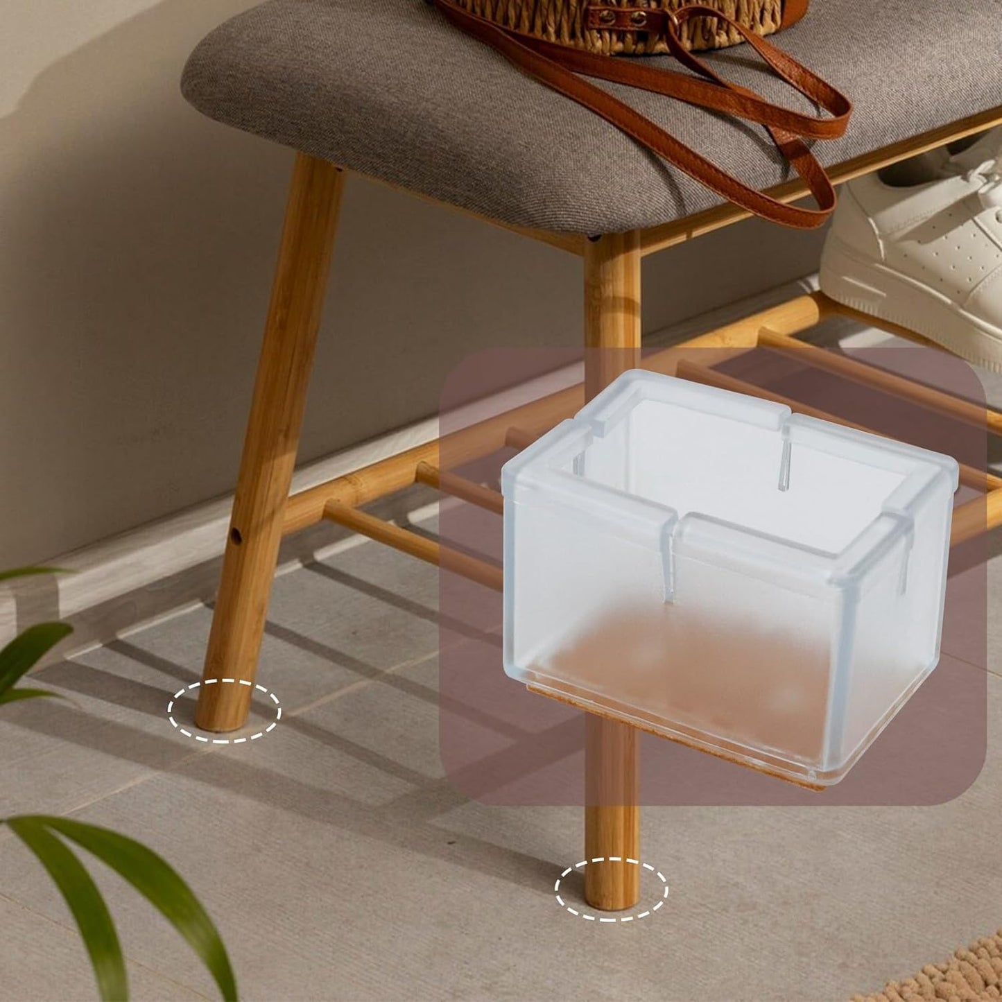 Antrader Silicon Rectangle Furniture Pads, Floor Protector Sofa Non-Slip Chair Feet Pad Table Leg Cap with Felt Pads Length 1.57in/40mm, Width 0.79in/20mm, Clear,16pcs