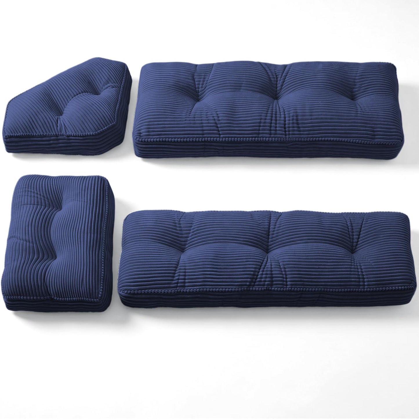 CEAWTUMY Breakfast Nook Cushion Set, 4 Pcs Comfortable Corduroy Nooks Bench Cushions, Non-Slip Anti-Shift Kitchen Nook Cushion for Dining Corner(Blue)